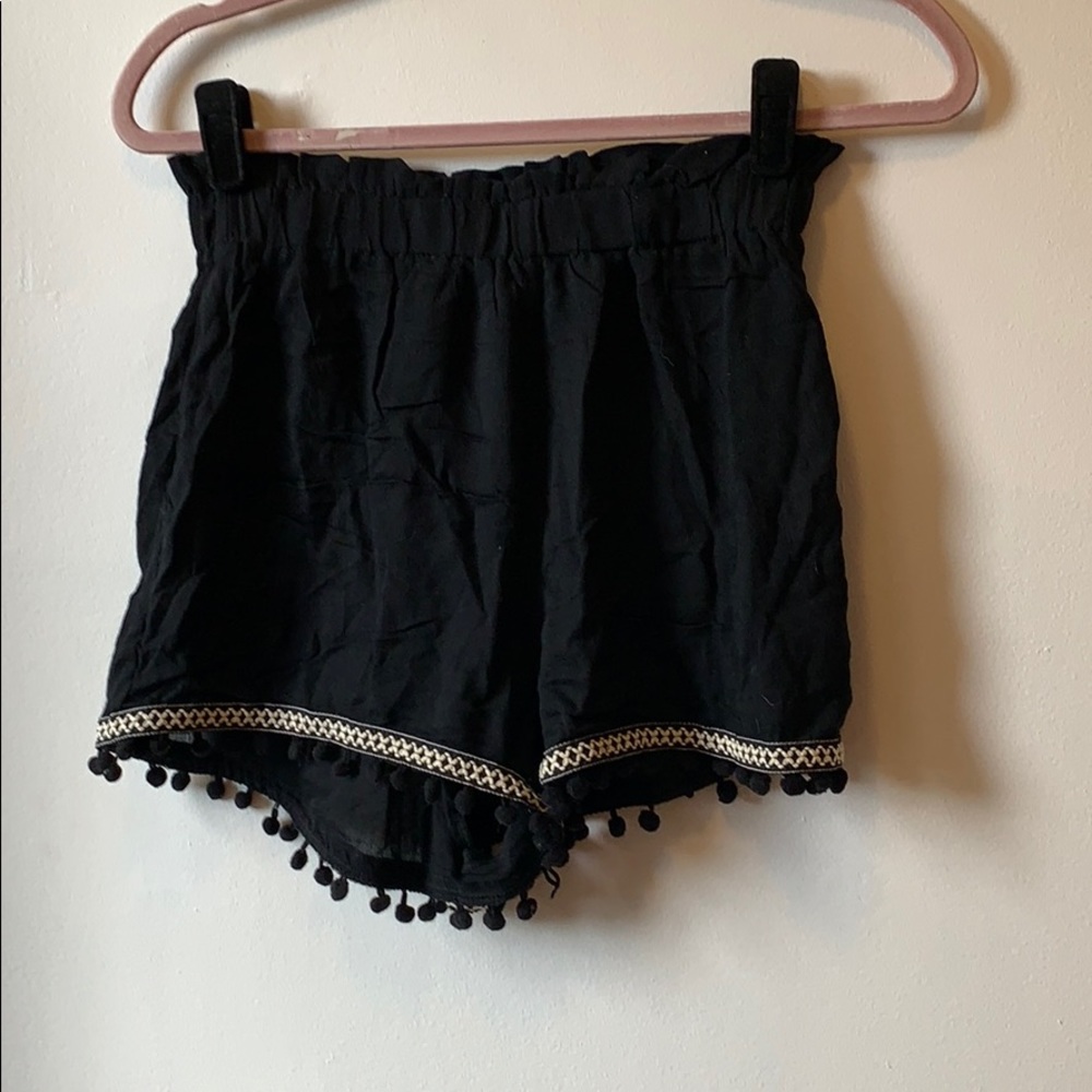 Black linen shorts